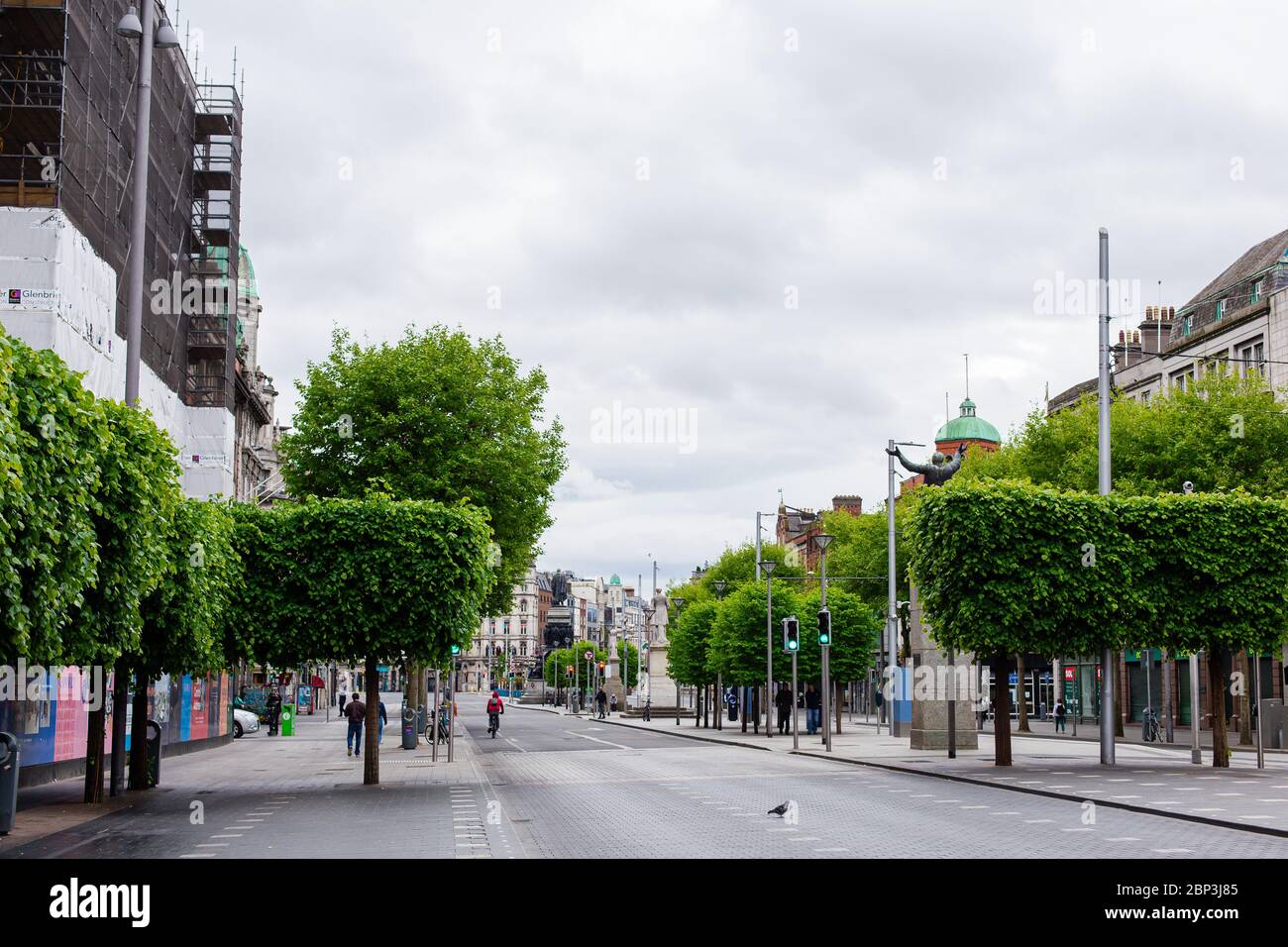 Dublin, Ireland. May 2020. Limited footfall and traffic on O`Connell St in Dublin as shops and businesses closed due to Covid-19 pandemic restrictions Stock Photo